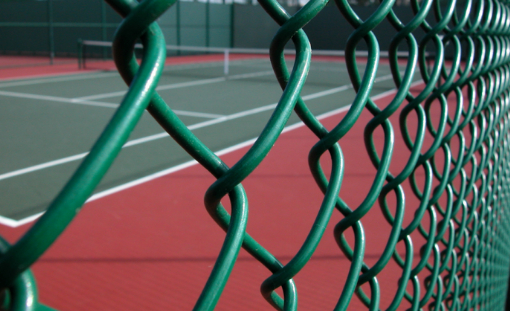 6 This is a photo of a new tennis court fence installed in Surrey , All works carried out by Tennis Court Construction Surrey
